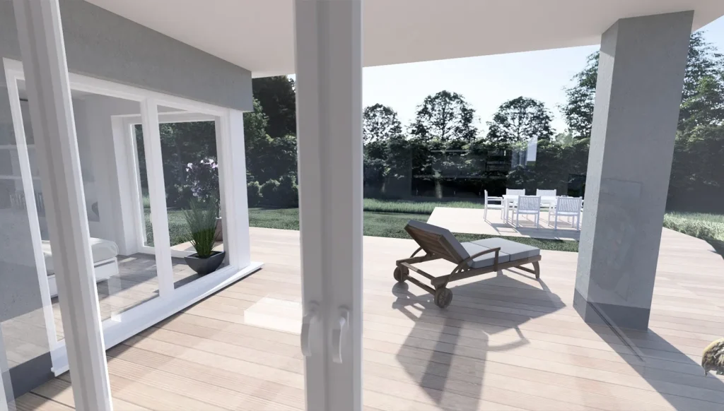 Bungalow Flat - Ausblick in den Garten