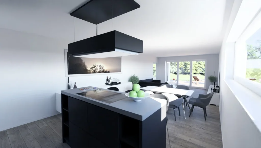 Bungalow Flat - Kücheninsel mit Essbereich